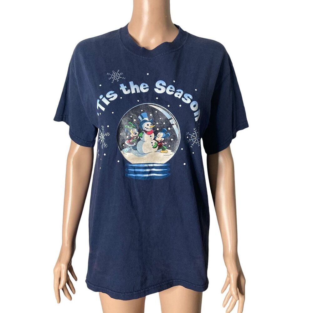 Vintage Mickey Mouse Tis The Season Tshirt adult M M&O knits christmas disney